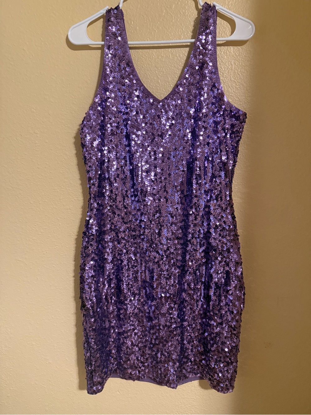 Sleeveless Purple Sequin Mini Dress